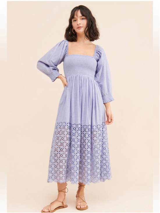 Free People Dresses & Skirts - Free People Perfect Storm Smocked Eyelet Maxi Dress Lavender Purple Size S